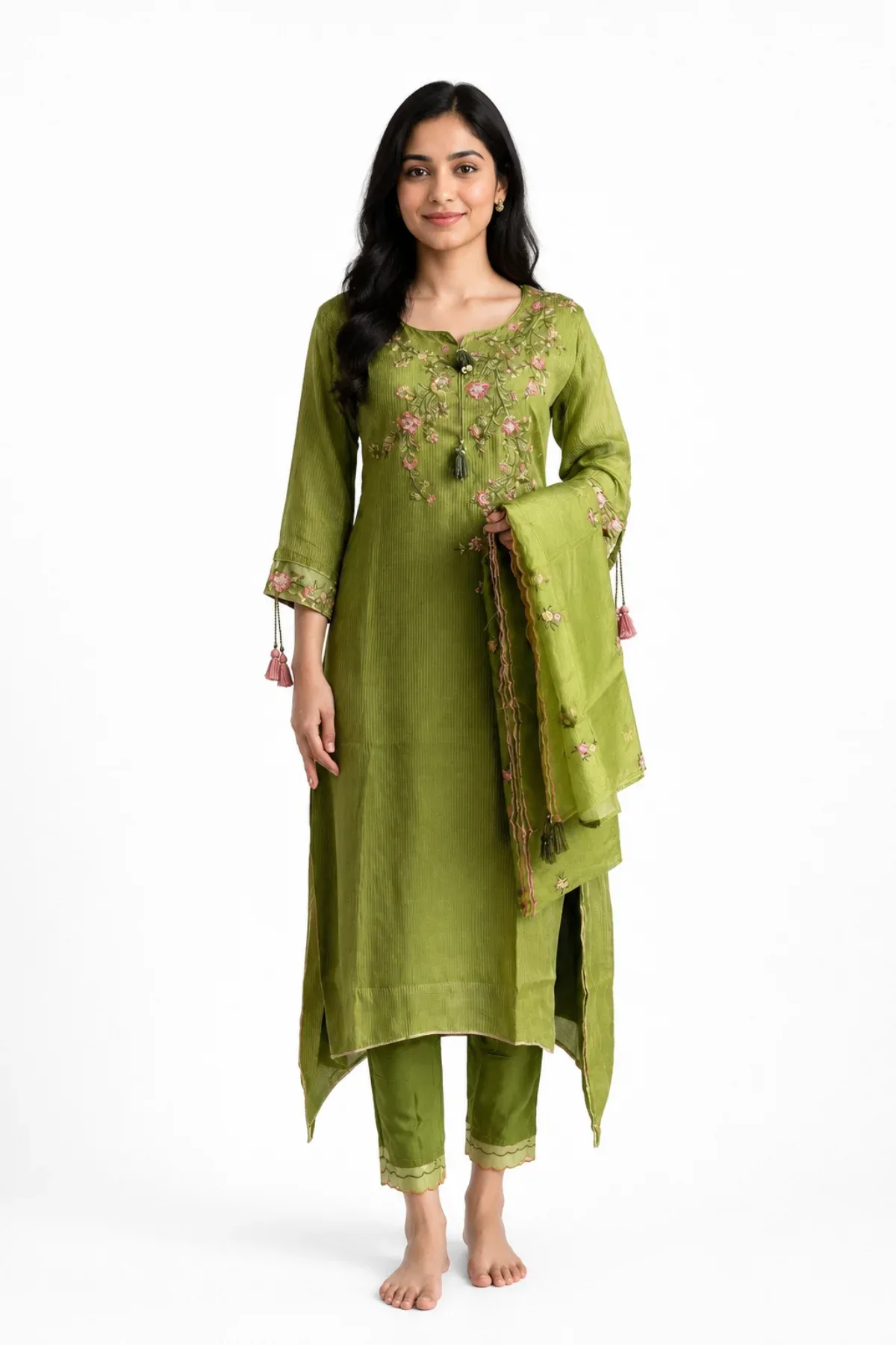 Embroidered A-line Kurta Set by Magenta Crown